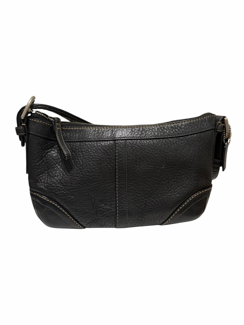 Coach Pebbled Black Leather Shoulder Handbag